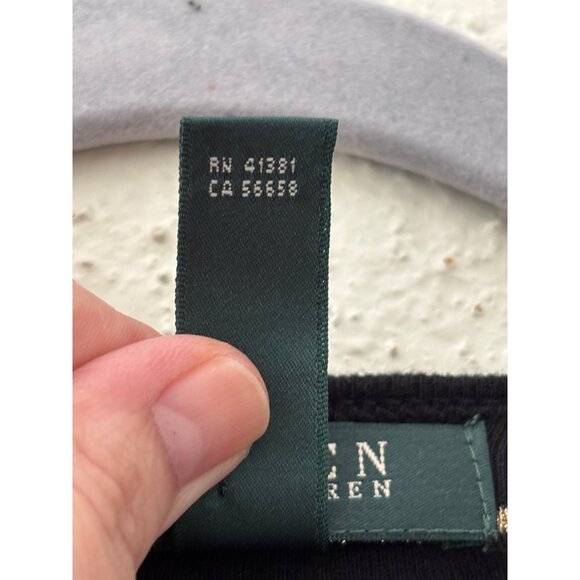 Lauren Ralph Lauren Black Metallic Gold Striped Long Sleeve Shirt PL  Women - Picture 4 of 9